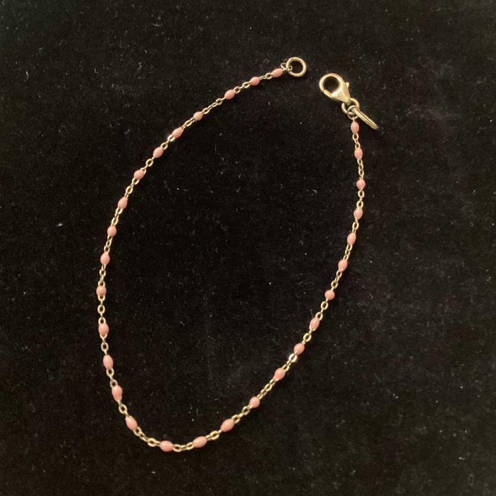 Giani Bernini 18K Gold Over Sterling Silver Chain with Pink Beads Bracelet